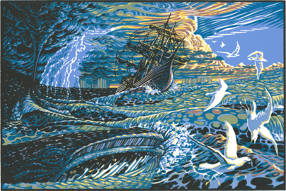 Sea Storm — linoleum print by Patrick Simon